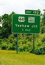 Yeehaw Jct roadsign